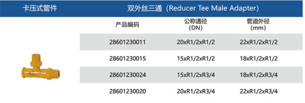 Carbon Steel Reducer Tee Male Adapter Size